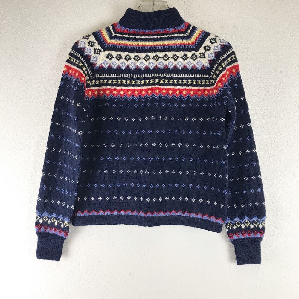 Vintage Paul Mage Denmark Handknit Wool Nordic Fair Isle Pullover Sweater Size M